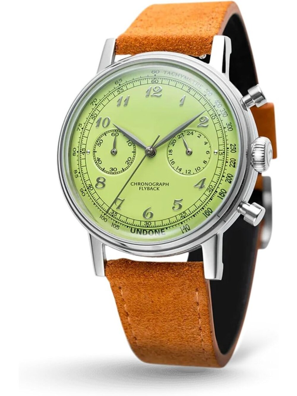 Undone Urban Collection Chronograph Men's Green Dial Brown Leather Strap Watch